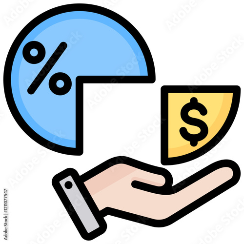 Profit Margin Outline Color Icon