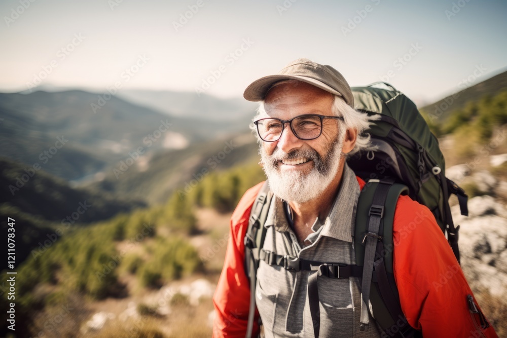 Senior man hiking in the mountains. Active senior people lifestyle concept. Senior man hiking in the mountains. Active senior people lifestyle concept.