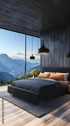 Modern bedroom showcases a ...