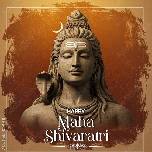 Happy Maha Shivaratri festival template design with creative Font Design

