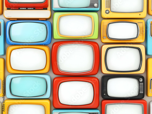 Colorful Retro TVs Form a V...