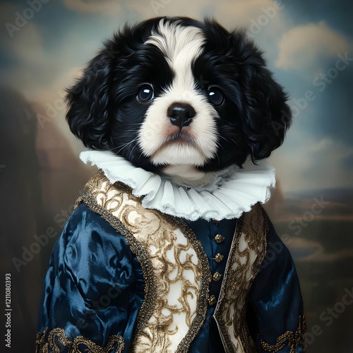 Portrait of a Puppy Dressed...