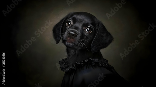 Adorable Black Puppy Wears ...