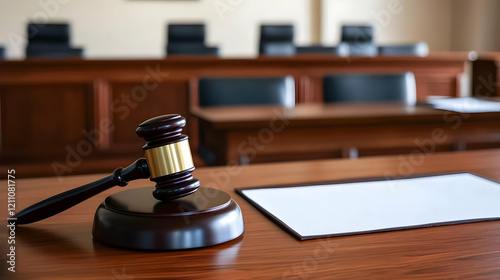 Wooden Gavel and Document L...