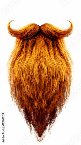 Long Orange Beard and Mustache Isolated on White Background with Clipping Path photo