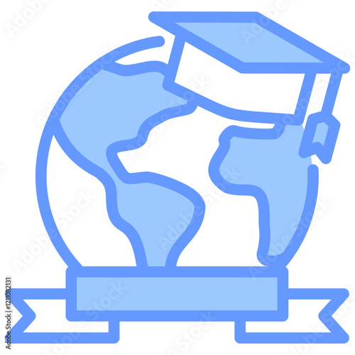 Study Abroad Blue Icon