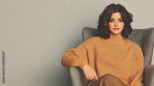 Young Woman in Orange Sweat...
