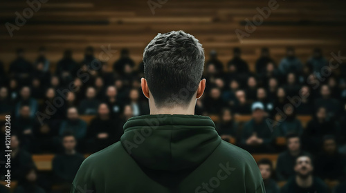 A Speaker Stands Before a B...