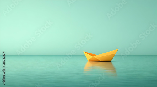 Yellow Paper Boat Floats Ca...