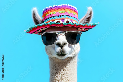 Llama Wears Colorful Hat an...