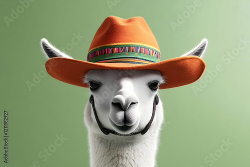A White Llama Wears an Oran...