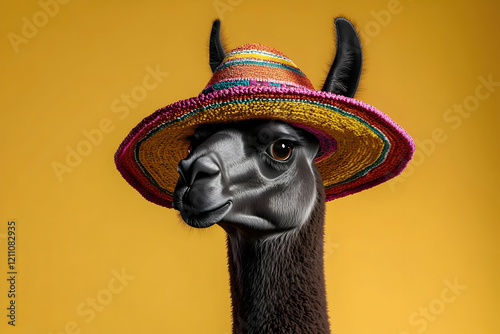 Black Llama Wears a Colorfu...