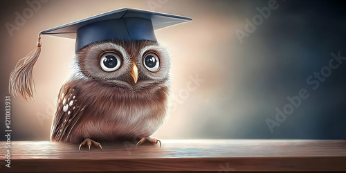 Wise Owl in Graduation Cap ...
