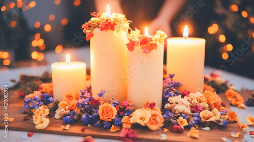 Burning Candles Adorned wit...