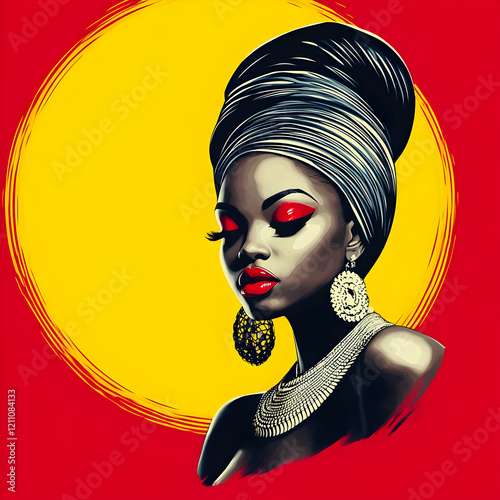 Stylish Woman with Headwrap...