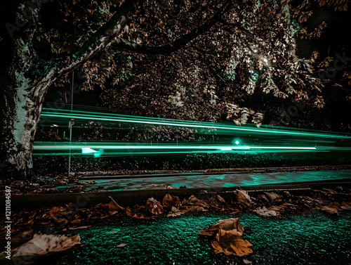 Light trails from a moving ...
