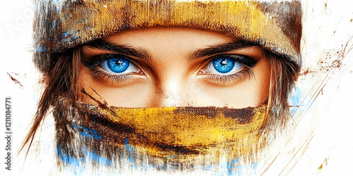 Woman with Blue Eyes and Pa...