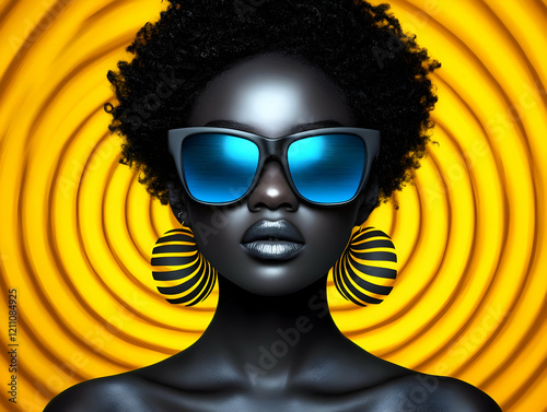 3D Rendered Woman with Afro...