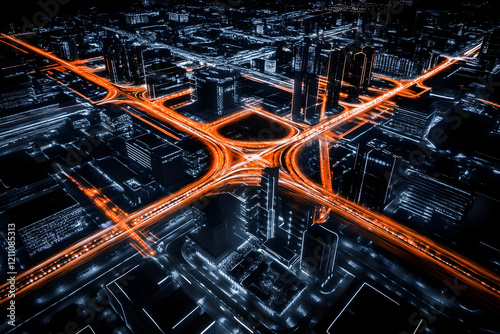 Cityscape at Night with Glo...