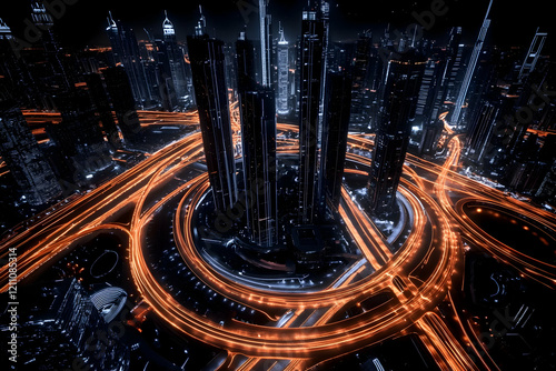 Cityscape at Night with Ill...