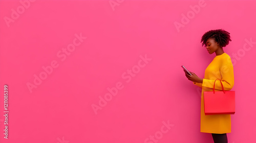 Woman in Yellow Holds Phone...