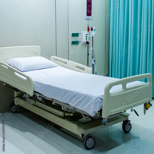 Empty Hospital Bed Stands R...