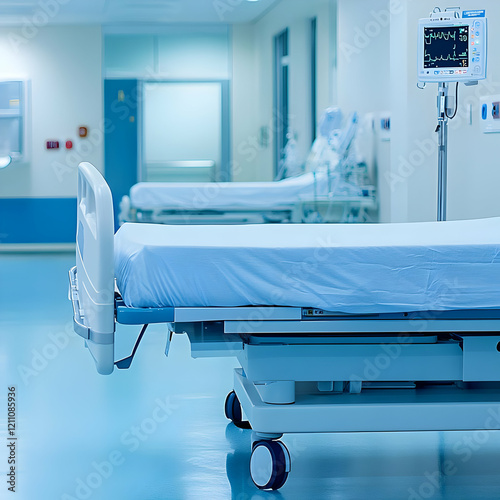 Empty Hospital Bed Stands i...