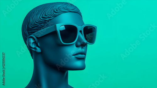 Blue Mannequin Wears Sungla...