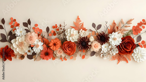 Autumn Paper Flowers and Le...