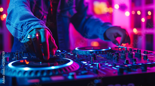 Wallpaper Mural Professional DJ Spinning Tracks at a Lively Music Event Torontodigital.ca