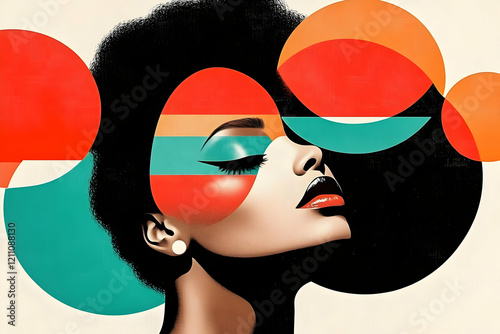 Stylish Woman with Afro and...