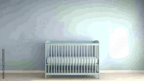 Empty Baby Crib Stands in a...