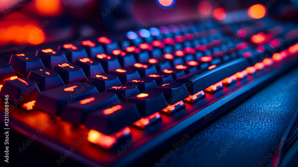 Fototapeta premium Dynamic Gaming Action with Backlit Keyboard