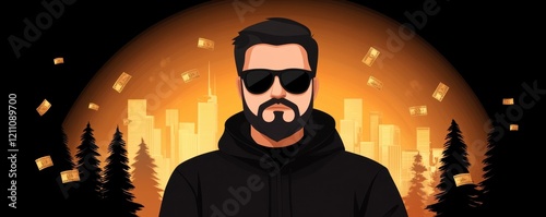 Stylish man with sunglasses in urban setting