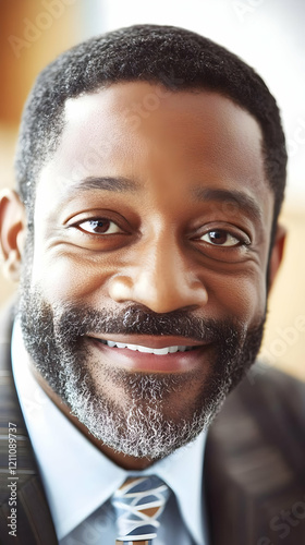 Smiling Businessman Looks D...