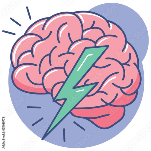 Brain with green lightning