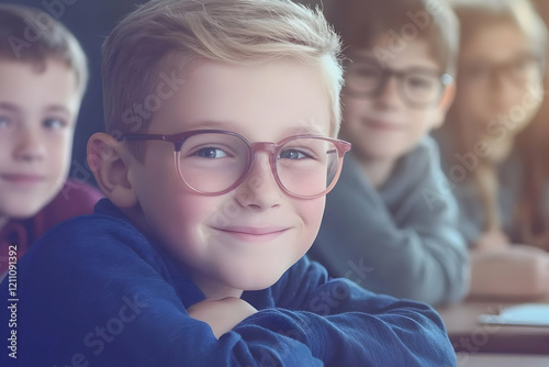 Smiling Young Boy Wearing G...