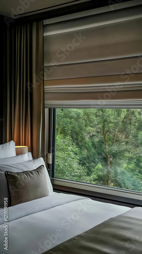 Luxury Hotel Room Shows a B...