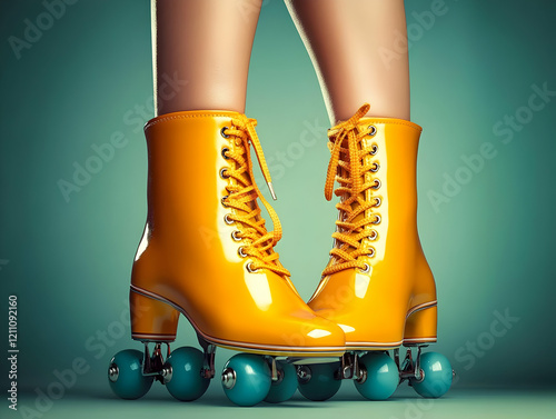 Yellow Roller Skates with T...