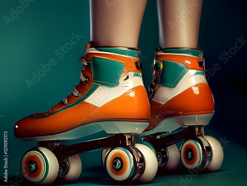 Orange and Teal Roller Skat...