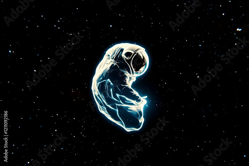 Glowing Astronaut Floats Se...