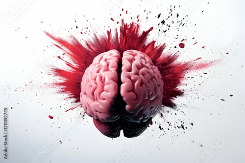 A Brain Explodes with Red a...