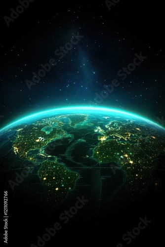 Earth view from space at night