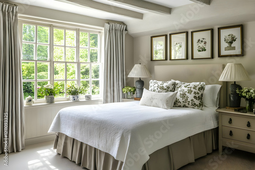 Tranquil Bedroom with Neutr...