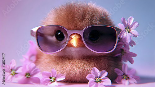 Fluffy Chick Wears Sunglass...