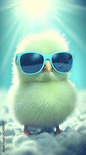 Fluffy Chick Wearing Sungla...