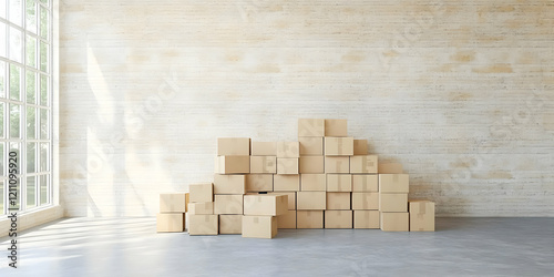 Cardboard Boxes Stacked Nea...