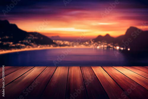 Empty Wooden Deck Overlooks...