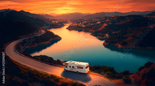 RV Travels Along a Winding ...