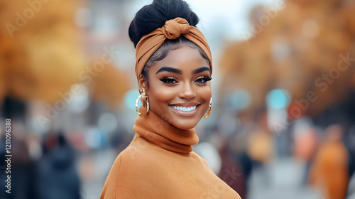 Stylish Woman Smiles Bright...